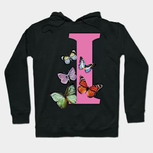 Letter pink I with colorful butterflies Hoodie